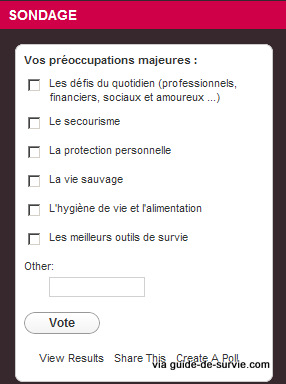 Sondage sur guide de survie